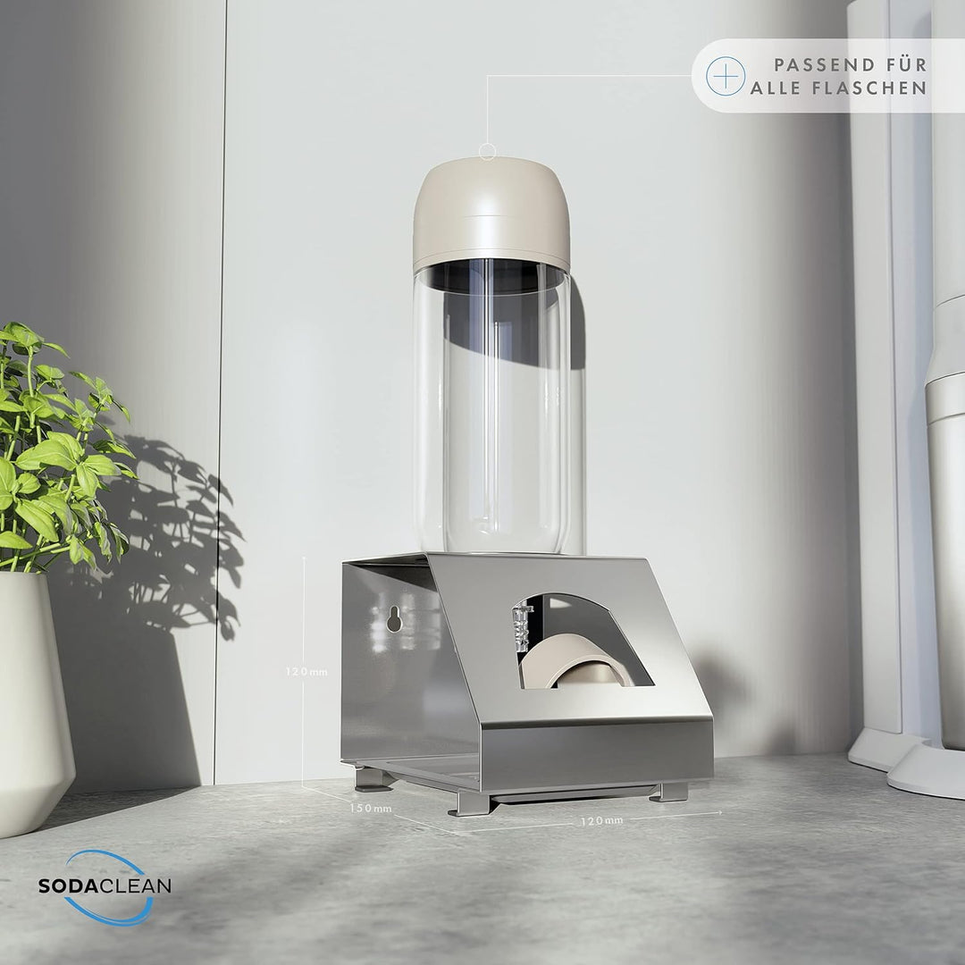 SODACLEAN® Premium Flaschenhalter mit Abtropfwanne - für SodaStream Duo Crystal Flaschen | aus hochw