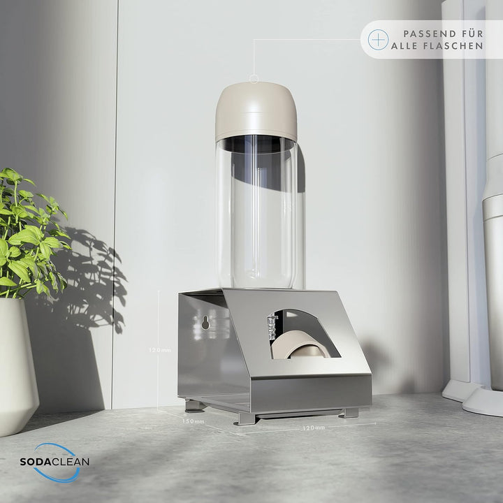 SODACLEAN® Premium Flaschenhalter mit Abtropfwanne - für SodaStream Duo Crystal Flaschen | aus hochw