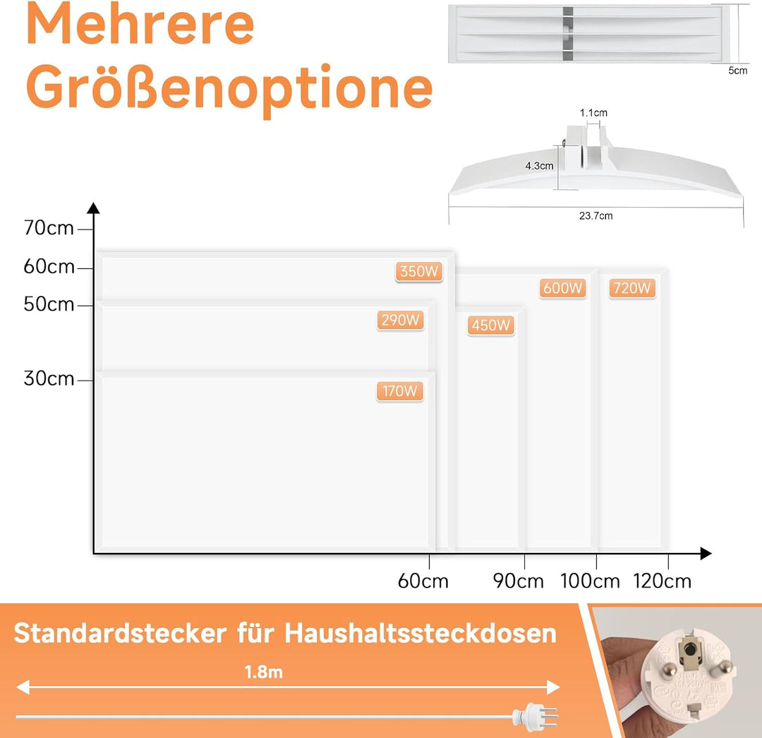 Infrarot Wandheizung Infrarotheizung Thermostat - Standgerät Heizung Wandmontage 450W Fernbedienung