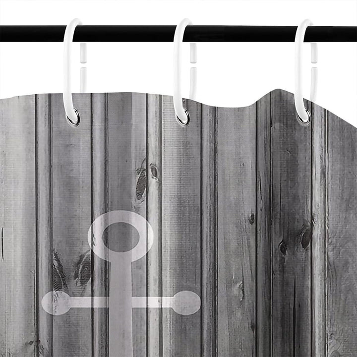 Violetpos Rustikaler Grauer Anker Holz Duschvorhang Badezimmer Dekorative 90 x 180 cm, 90 x 180 cm