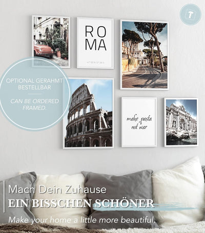 Papierschmiede® Mood Poster Set Rom, Bilder Wohnzimmer Deko Schlafzimmer, 2x DIN A3 und 4x DIN A4, K