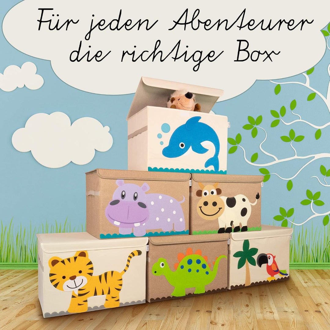 Aufbewahrungsbox Kinder gross 51 x 36 x 36 I Spielzeugkiste I Kiste mit Deckel für Kinderzimmer I Au