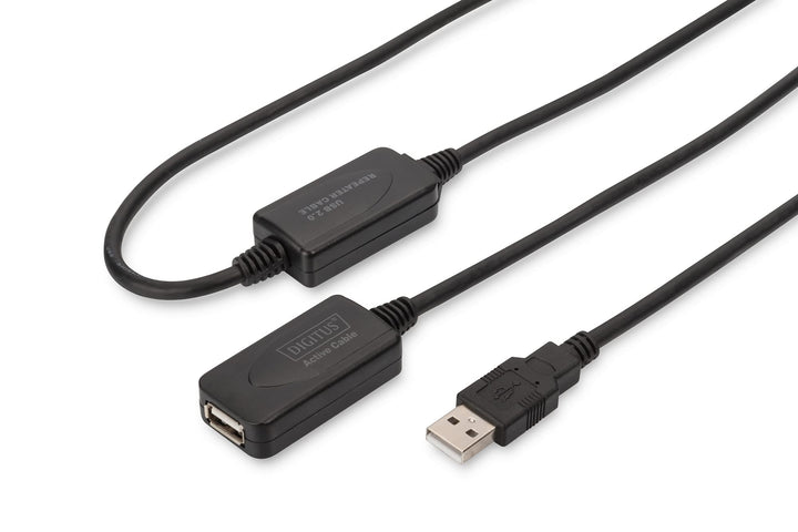 DIGITUS Aktives USB 2.0 Verlängerungskabel, Repeaterkabel, 20 m Länge, USB A Stecker auf USB A Buchs