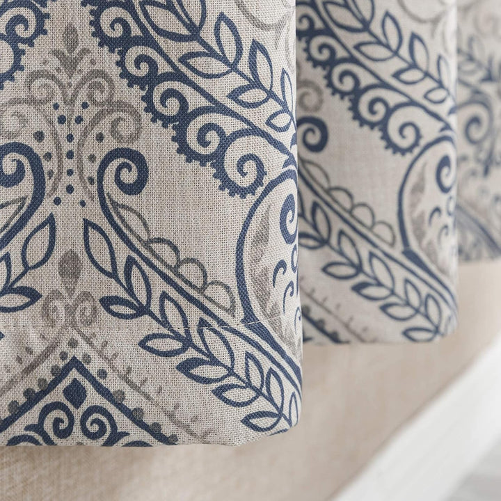 TOPICK Vorhänge Verdunkelungsvorhang Blumen 2 Stück H175xB130 Blau Blumen Muster Blau H175 x B130 cm