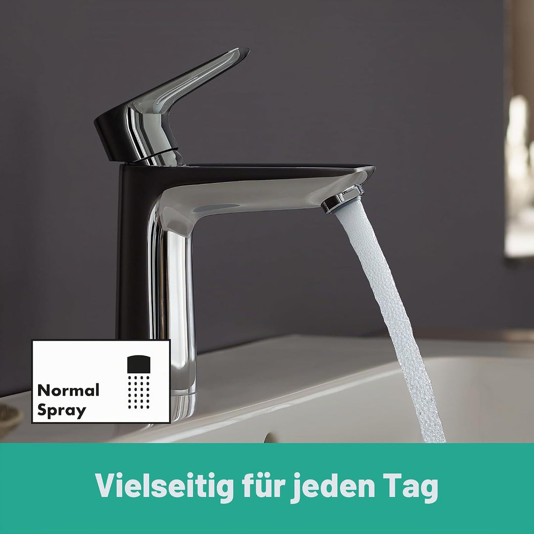 hansgrohe Talis E - Waschtischarmatur mit Push-Open Ablauf, Wasserhahn Bad mit Auslauf Höhe 110 mm,
