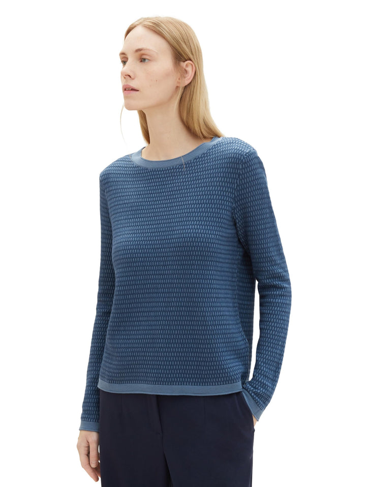 TOM TAILOR Damen Pullover, 34420 - Blue Blue Structure