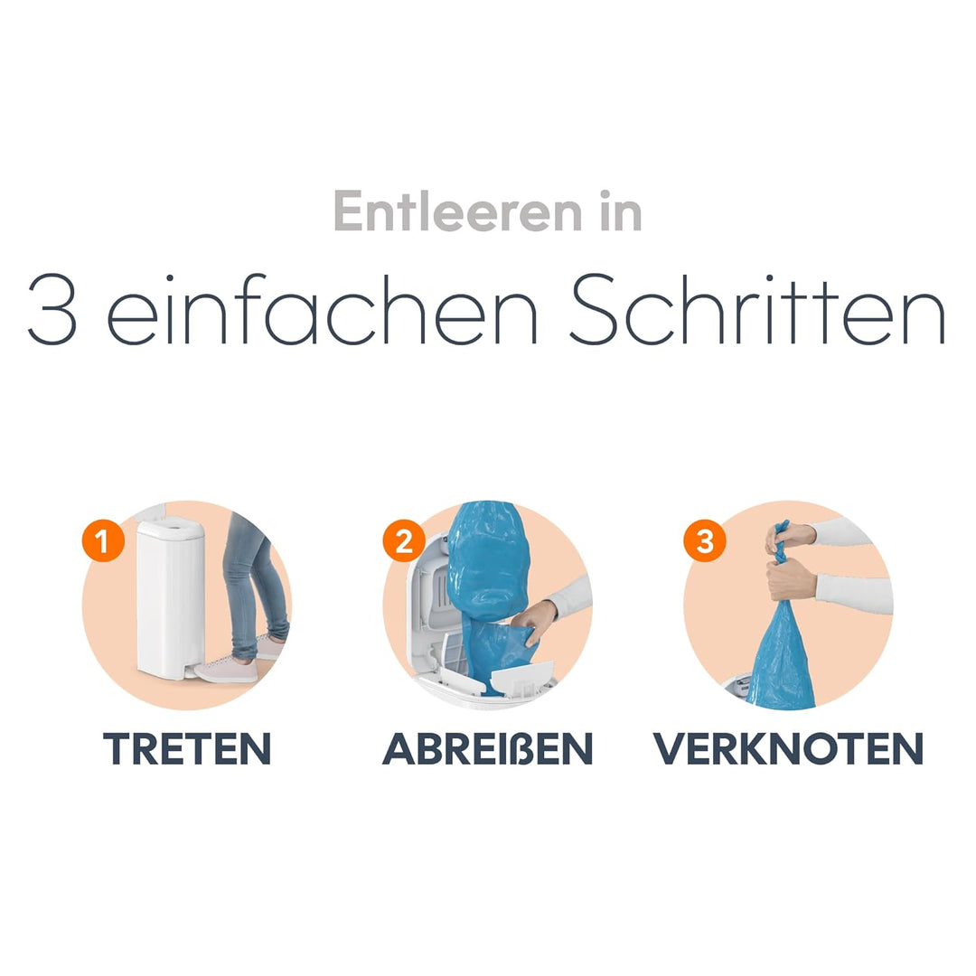 Diaper Genie Platinum Edelstahl Windeleimer mit Fusspedal, neuartiges System mit abreissbaren Beutel