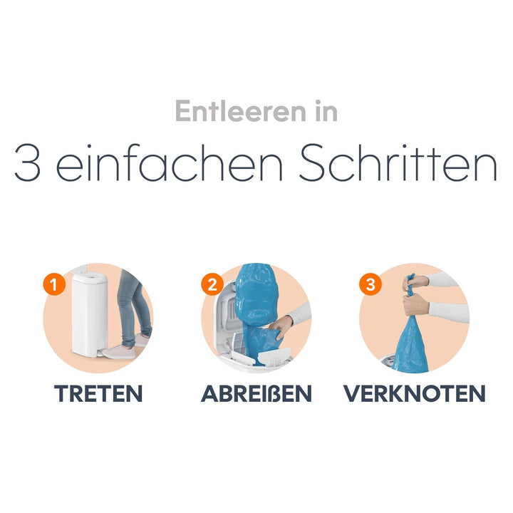Diaper Genie Platinum Edelstahl Windeleimer mit Fusspedal, neuartiges System mit abreissbaren Beutel