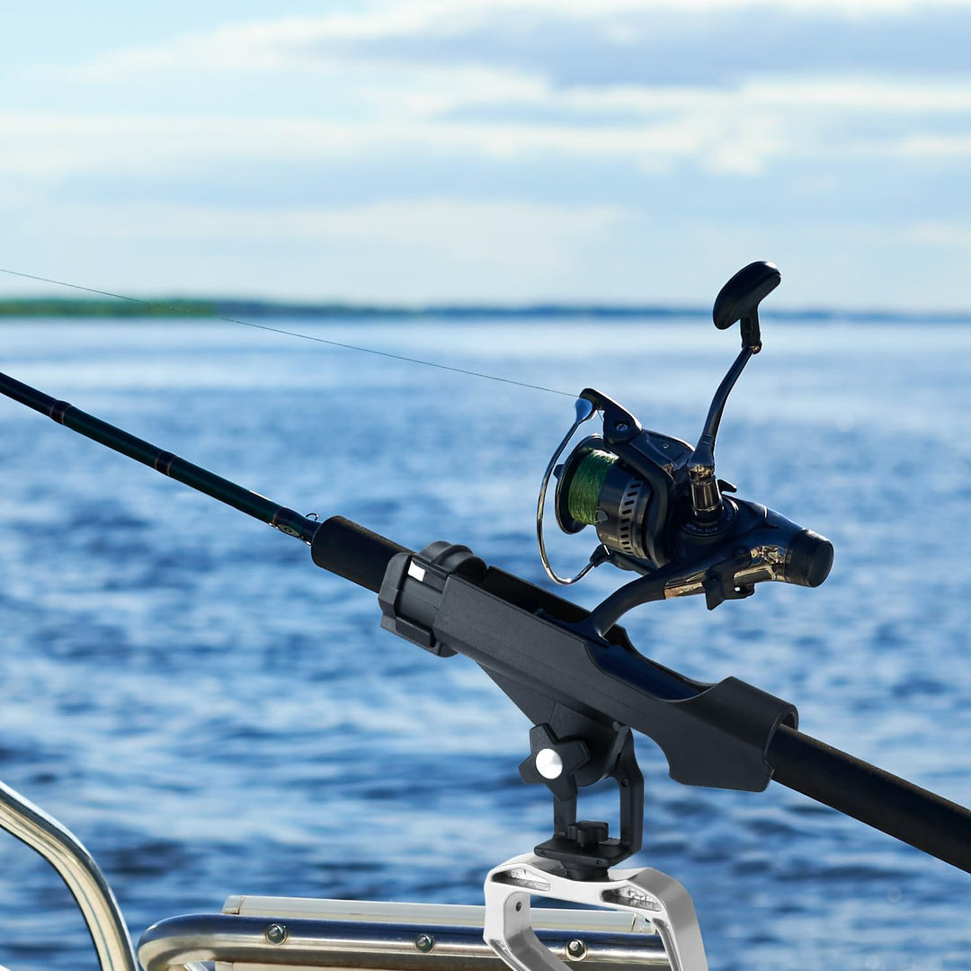 QWORK® 2 Stück Angelrutenhalter für Boote, Fischerboot, Kajak - 360 Grad Einstellbare Rutenhalter -