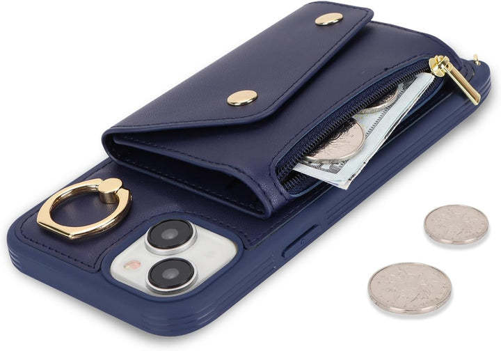 Lipvina Hülle für iPhone 15 Plus Hülle mit Band Kartenhalter handyhülle Hülle für iPhone 15 Plus mit