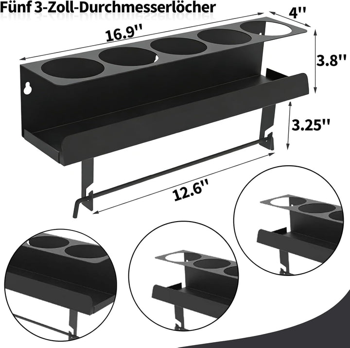 Dosenhalter-Wandregal für Sprühflaschen - 5-Loch Metall Sprühdose Organizer Rack, Spraydosen-Organiz