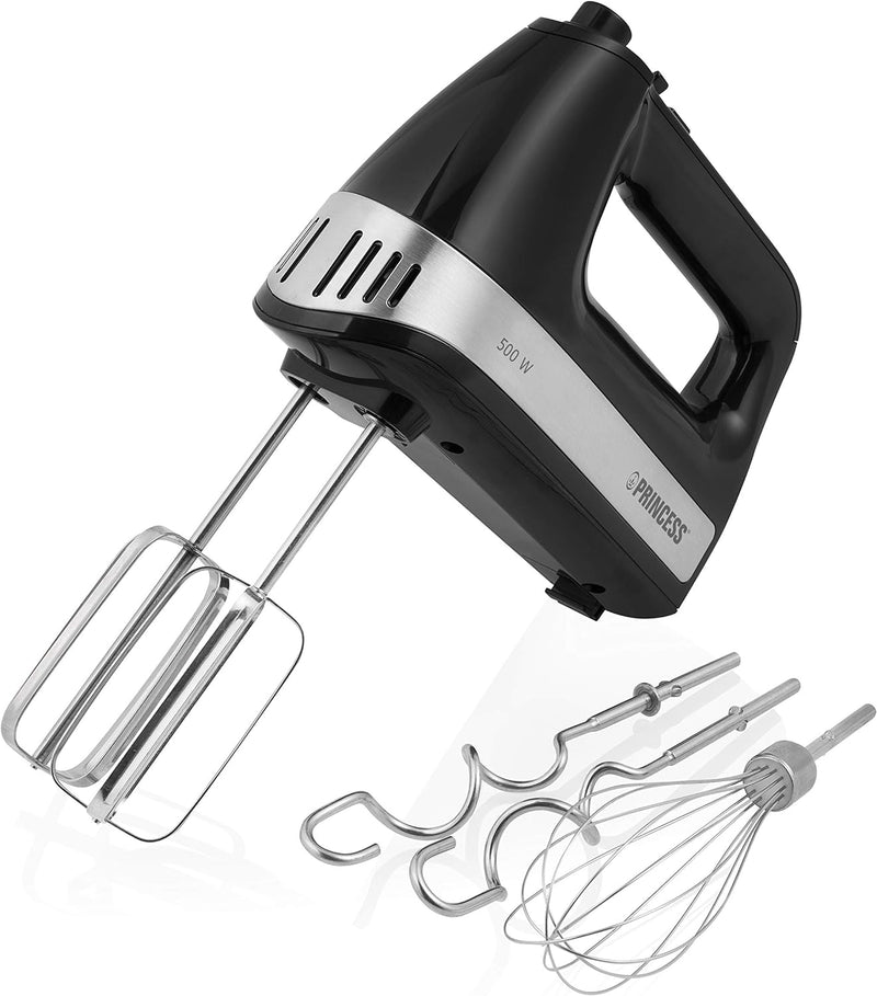 Princess Handmixer Power 500 – 3 Mix-Aufsätze, 5 Mixgeschwindigkeiten, 500 Watt, mit Aufbewahrungsbo