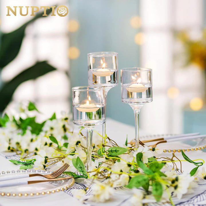NUPTIO 1 Set Glaskerzenhalter für Stumpenkerze & Schwimmkerzen, Glas-Teelicht-Kerzenhalter Klare Tis
