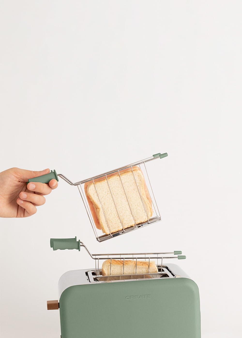 CREATE/SET MIT 2 GITTERZANGEN IN FARBE GRÜN-SAGE/Zubehör zum Zubereiten Sandwiches im Toast Retro M,