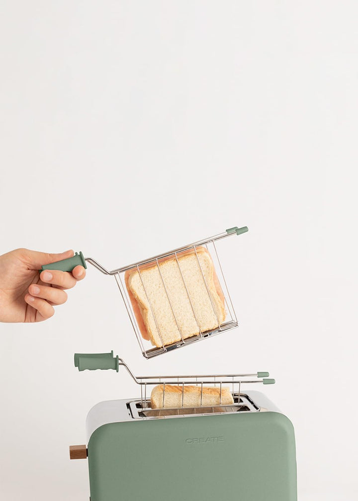 CREATE/SET MIT 2 GITTERZANGEN IN FARBE GRÜN-SAGE/Zubehör zum Zubereiten Sandwiches im Toast Retro M,