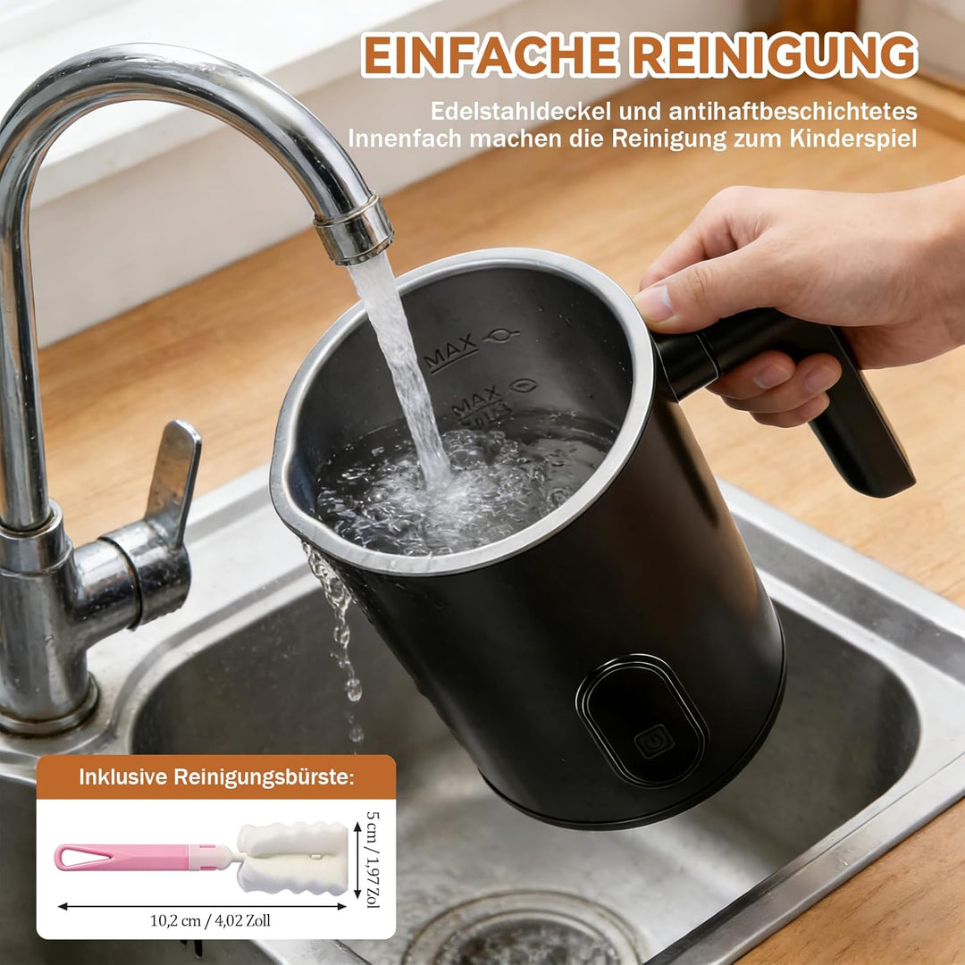 Milchaufschäumer Elektrisch, 4-in-1 Automatische Milchschäumer, 350 ml Milchwärmer für Heissen und K