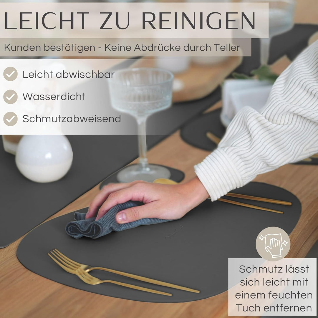 Mahewa® 6er Set Premium Tischset aus Kunstleder - Platzset abwaschbar und wasserdicht - Platzdeckche