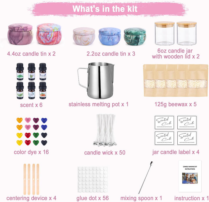 Trulloyoo DIY Kerzenherstellung Kit, Kerzen Selber Machen Set für Erwachsene Kinder, Duftkerzen Mach