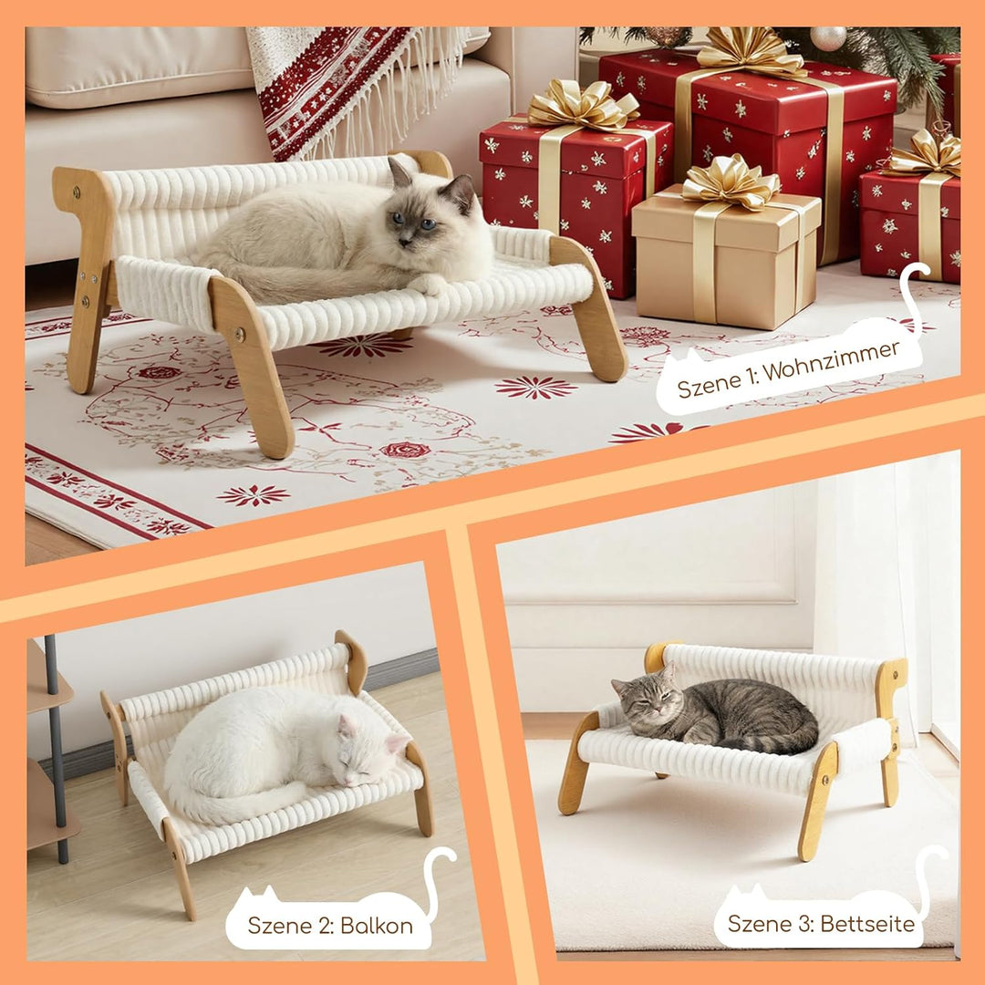 Erhöhtes Katzenbett für Katzen und Kätzchen, Katzensofa mit Abnehmbarem Waschbar Plüschdecke und Ers