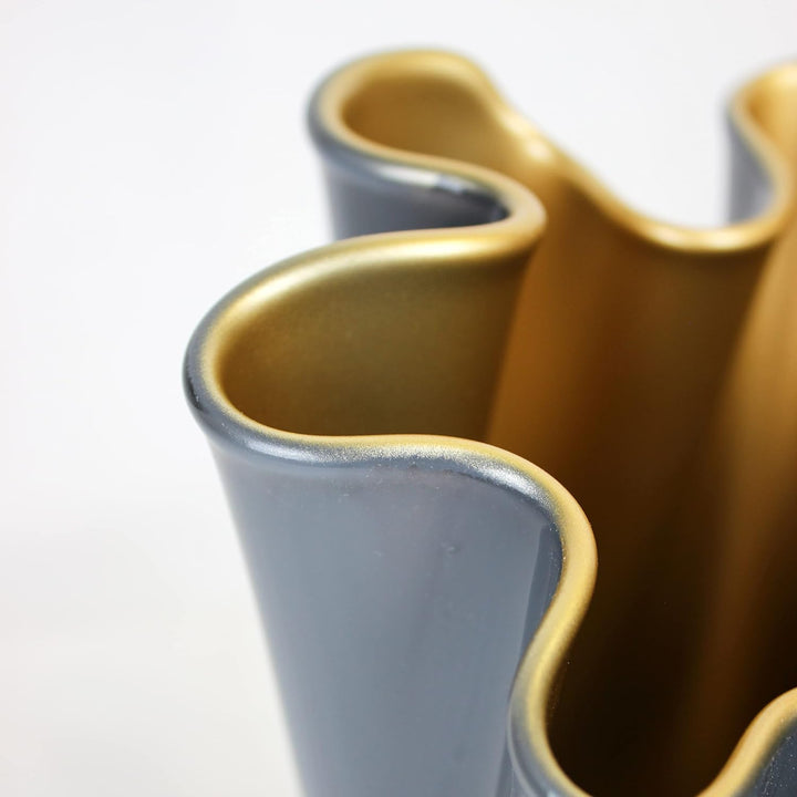 SIGNATURE HOME COLLECTION Glasvase Gold grau Blumenvase mundgeblasen 21 x 21 x 30 cm, CO-17-RG-LM 21