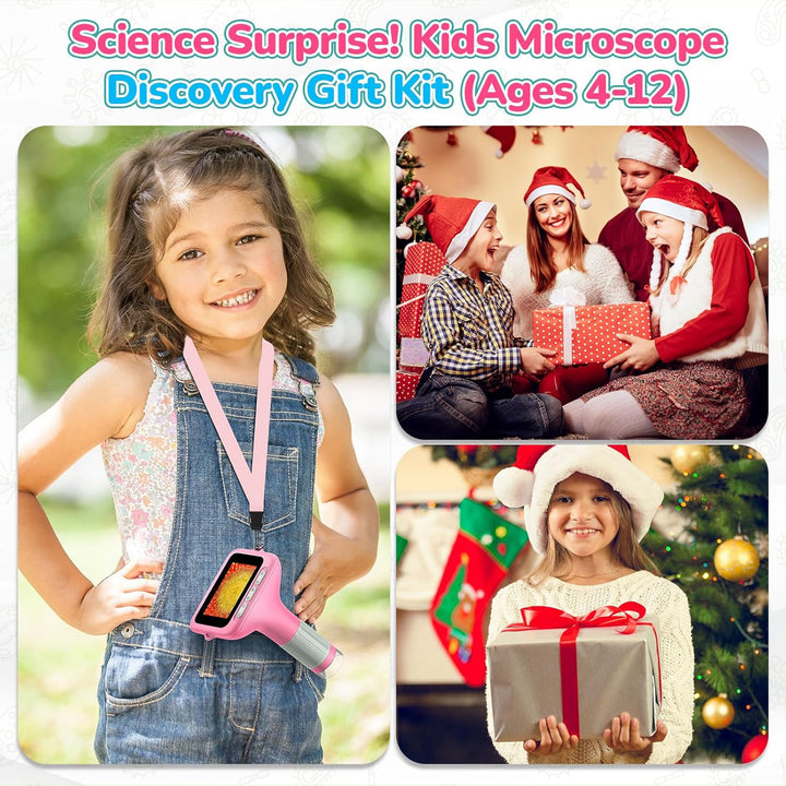 Digitales Mikroskop für Kinder, 7,6 cm (3 Zoll), 1000 x wiederaufladbar, Mini-Taschenlupe, tragbare