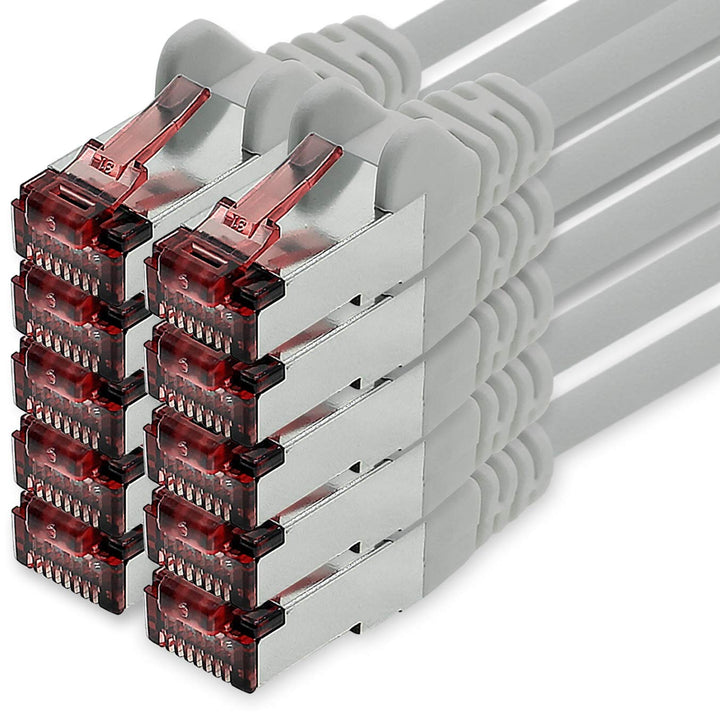 Netzwerkkabel Cat.6 7,5m grau - 10 x Ethernetkabel Lankabel Cat6 Lan Netzwerk Kabel Sftp Pimf Patchk