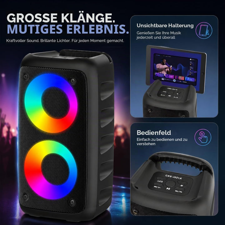 Karaoke Machine for Adults Kids,Colorful LED Lights, Portable Bluetooth Speaker with 1 Wired Mic Sup