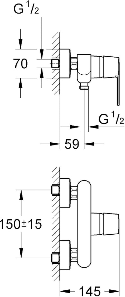 Grohe Duscharmatur Get, 32888000, Einhandmischer für Brause mit Rückflussverhinderer, Mengenbegrenzu