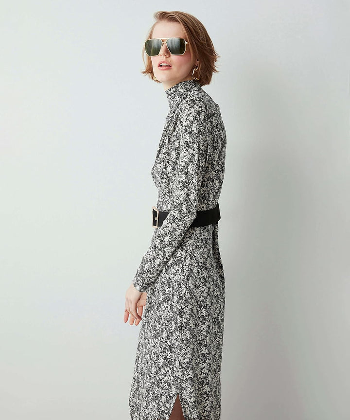 IPEKYOL Damen Floral Print Knitted Dress 42 Off White, 42 Off White