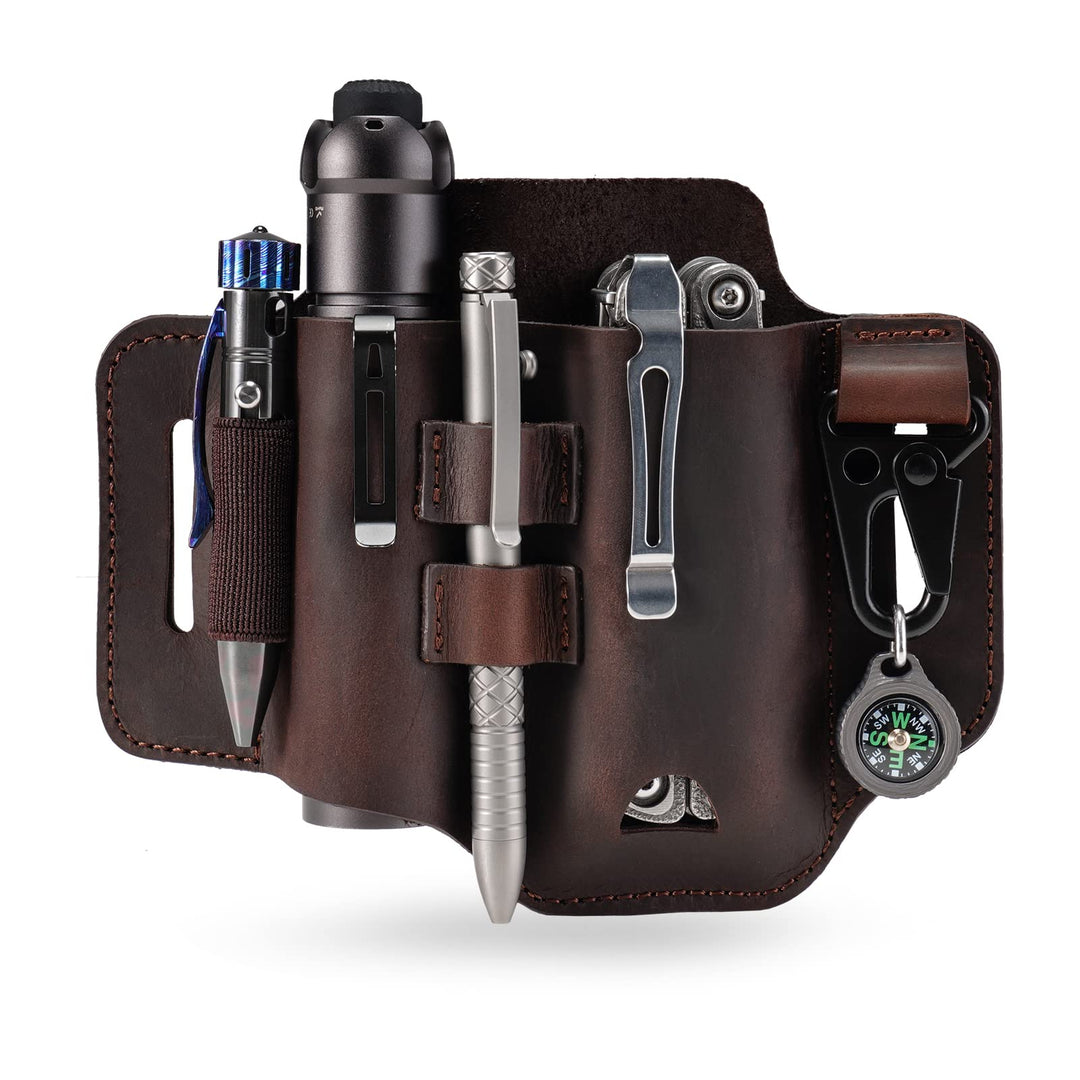 VIPERADE PJ35 EDC Lederscheide Multitool Scheide mit 3 Taschen, Werkzeuge Holster Messer Gürtelschei