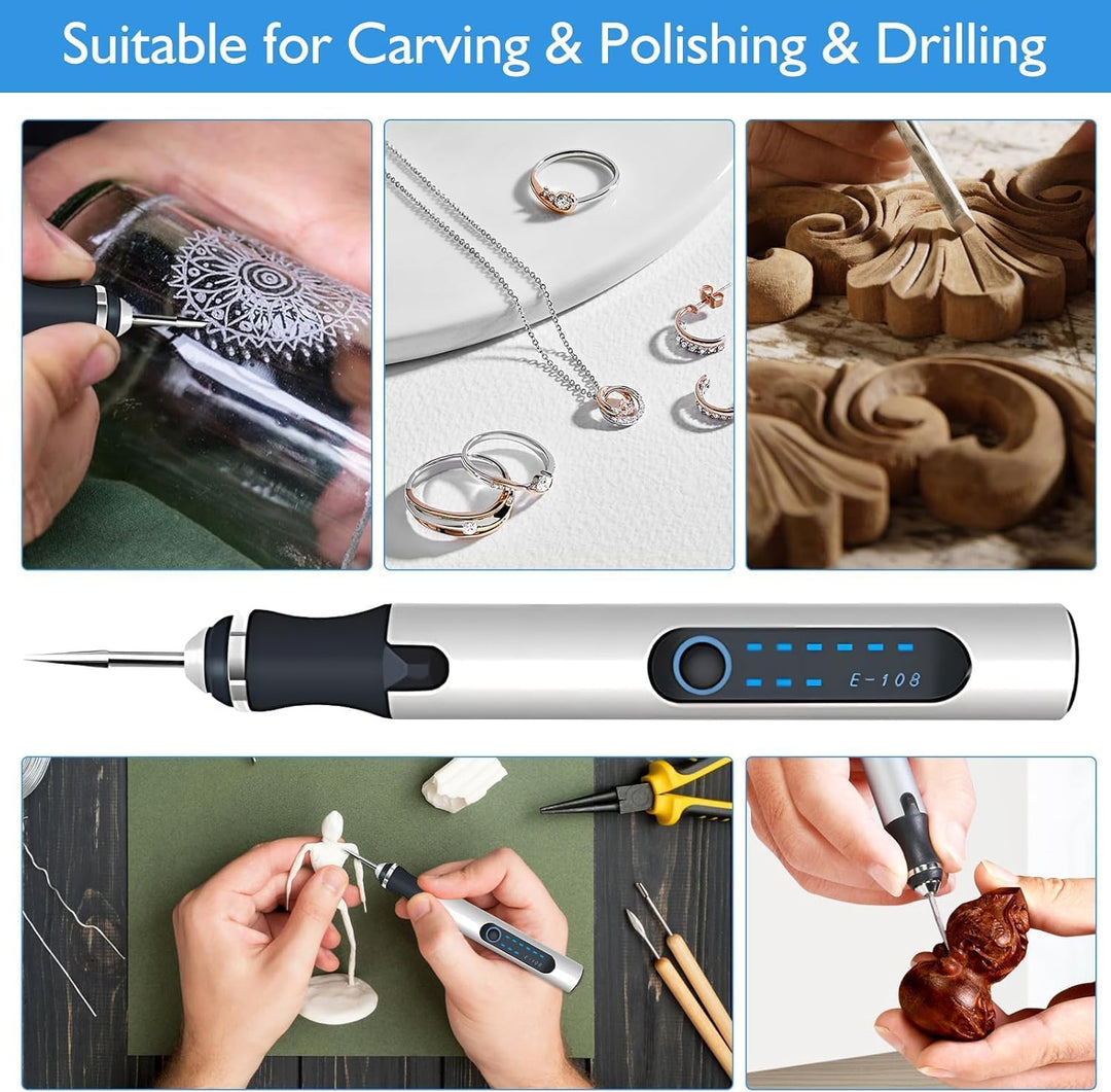 USB Wiederaufladierbar Gravur Werkzeug Kit, Elektrischer Mini Graveur Gravurwerkzeug, Mini Bohrmasch
