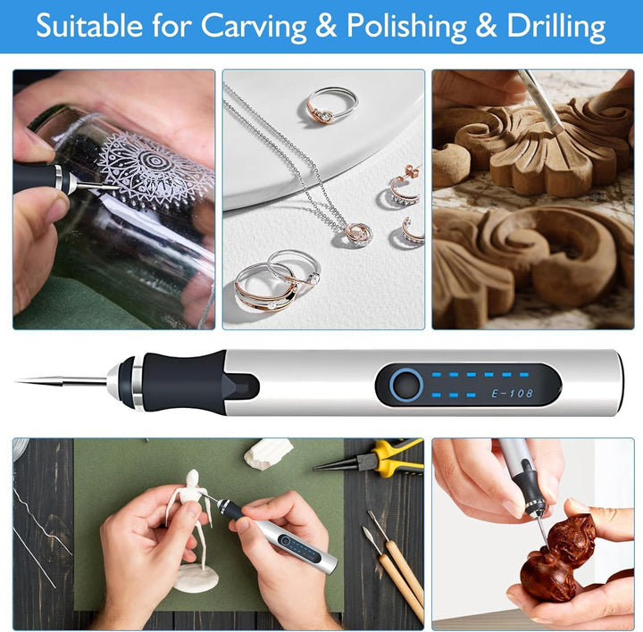 USB Wiederaufladierbar Gravur Werkzeug Kit, Elektrischer Mini Graveur Gravurwerkzeug, Mini Bohrmasch