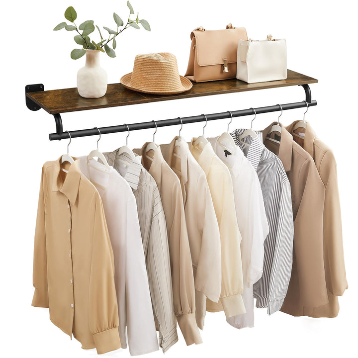 SONGMICS Wandgarderobe, Garderobe, Wandregal mit Kleiderstange, Gesamtbelastbarkeit 35 kg, 28 x 109