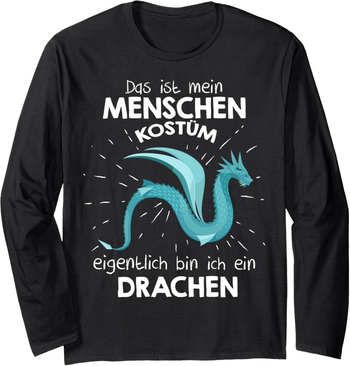Mein Menschen Kostüm Bin ich ein Drachen, Halloween Outfit Langarmshirt