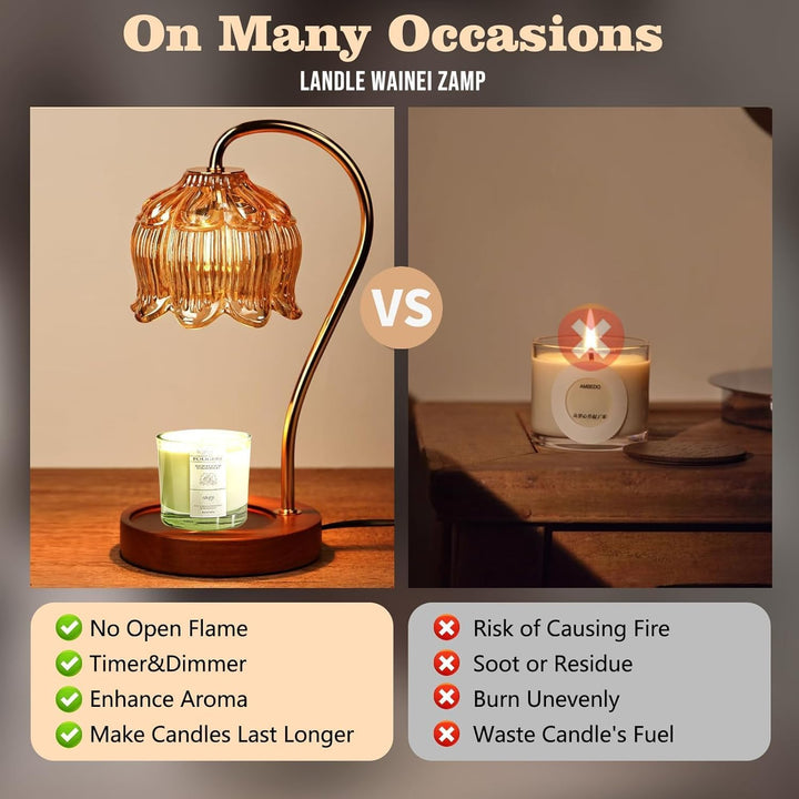 Candle Warmer Lamp with Dimmer - Electric Candle Lamp with Timer for Jar Candles Scented Candles wit