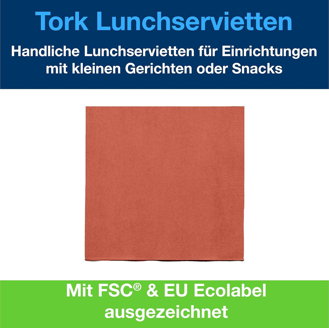 Tork 477216 Lunchservietten Terracotta / 2-lagige Servietten für kleine Gerichte oder Snacks / Advan