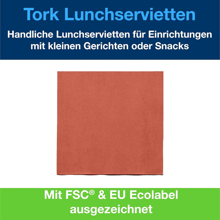 Tork 477216 Lunchservietten Terracotta / 2-lagige Servietten für kleine Gerichte oder Snacks / Advan