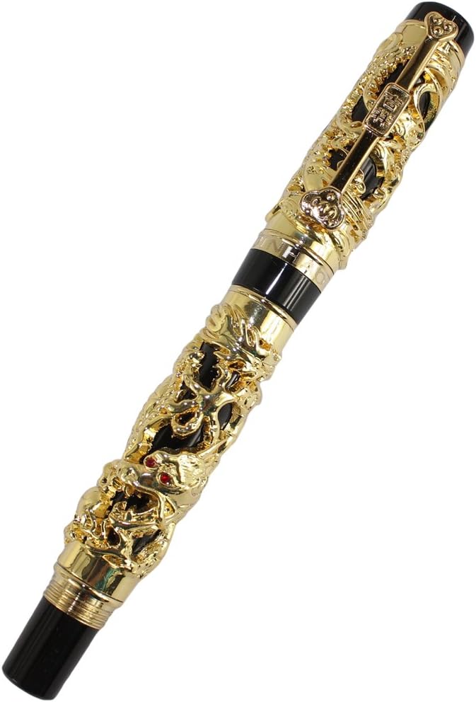 Gullor Sammler Luxus Rollerball Stift Drache und Phoenix schwarz und goldenen Stift balck and golden