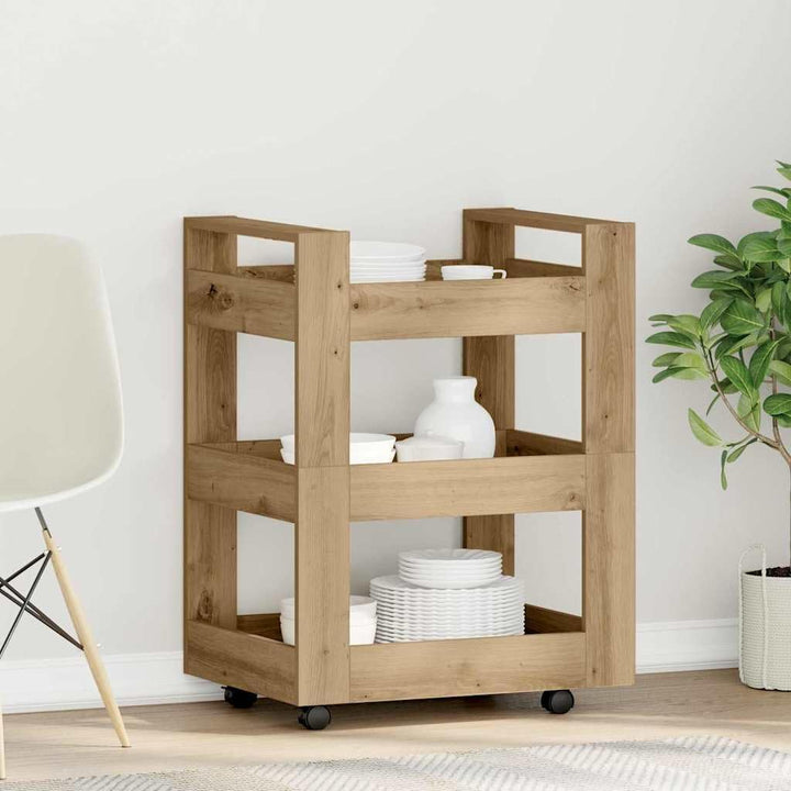 vidaXL Küchentrolley Artisan-Eiche 60 x 45 x 80 cm Holzwerkstoff, Küchenwagen, rechteckiges Design,