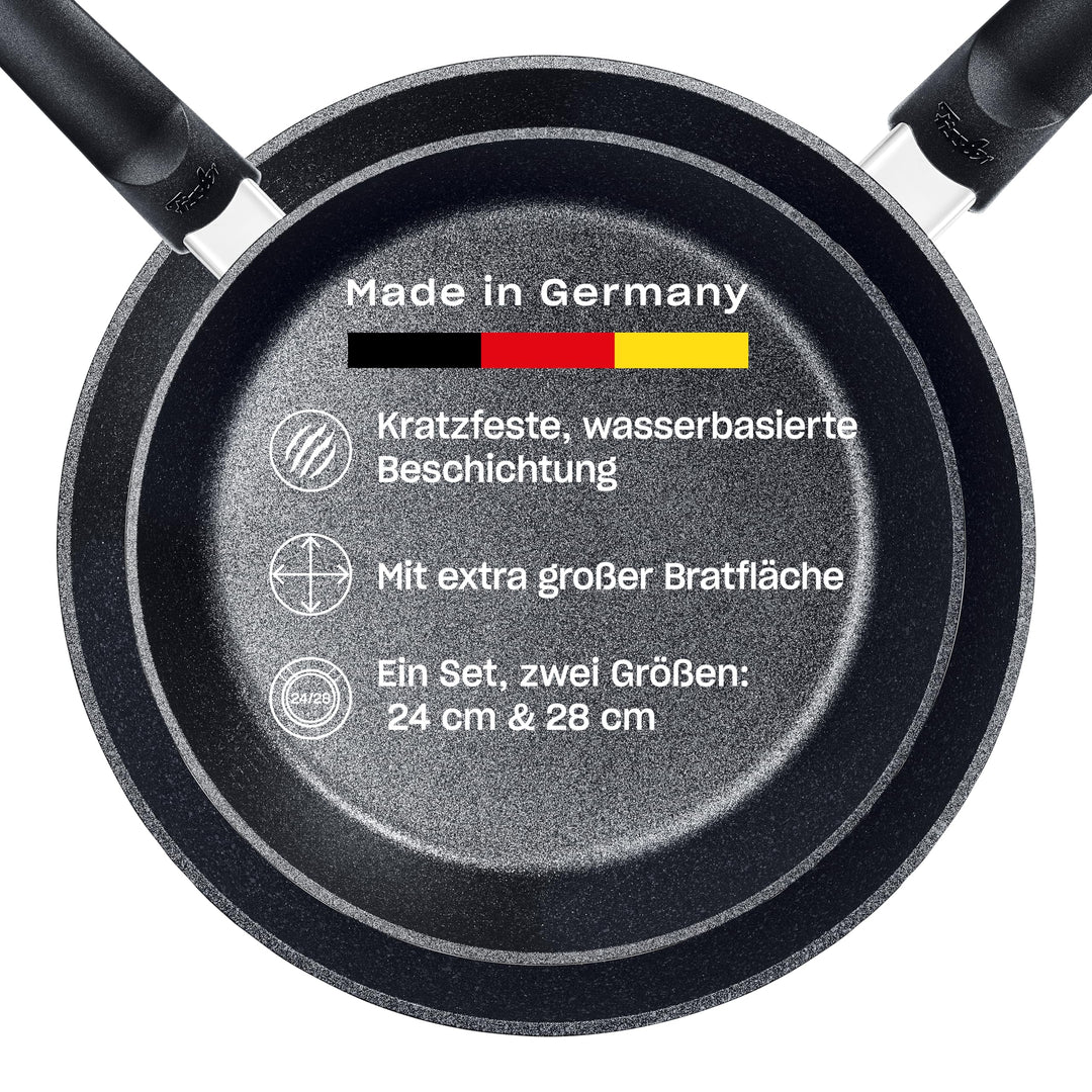 Fissler Adamant Comfort/Pfannen-Set 2-teilig (24 cm + 28 cm) – kratzfeste Aluminium-Bratpfannen mit