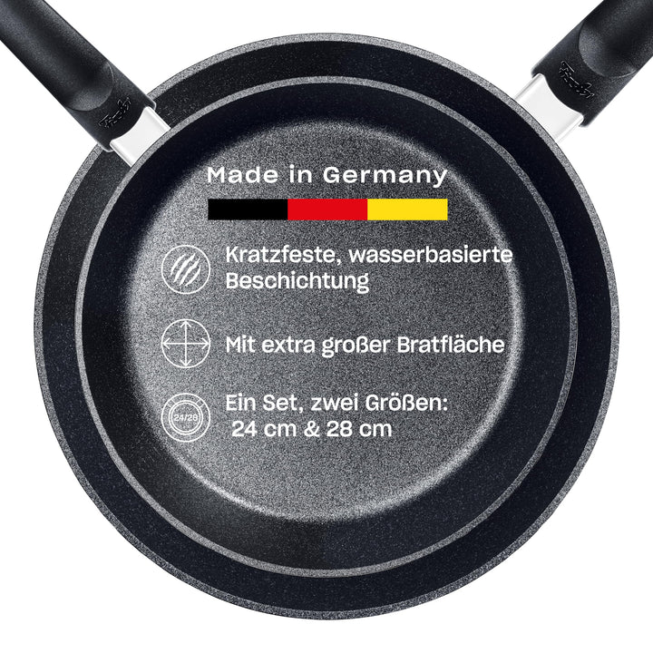 Fissler Adamant Comfort/Pfannen-Set 2-teilig (24 cm + 28 cm) – kratzfeste Aluminium-Bratpfannen mit