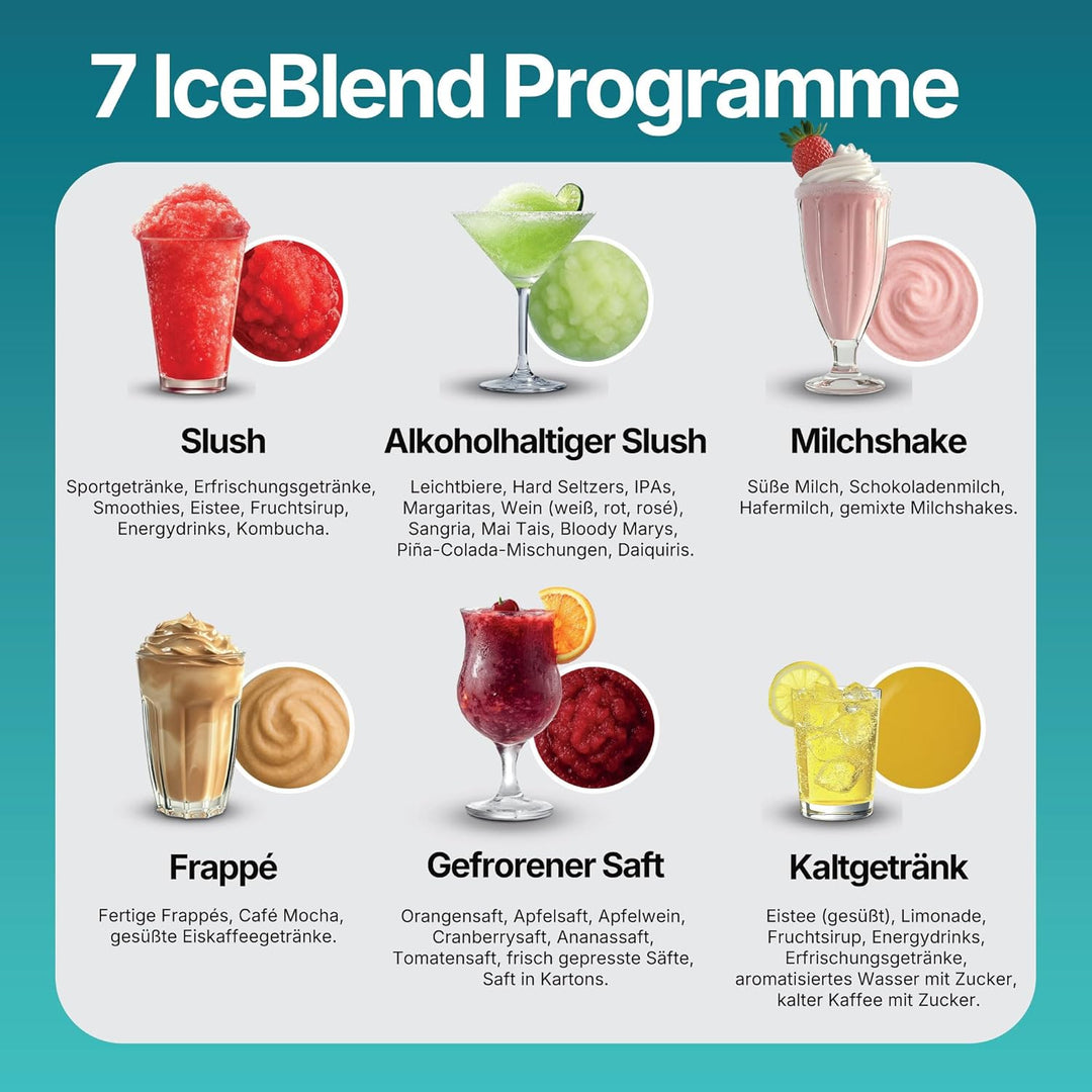 Seeger SuperSlush, 2L 7-in-1 Slush Maschine für zu Hause, 7 Smarten Programma, Automatische Reinigun