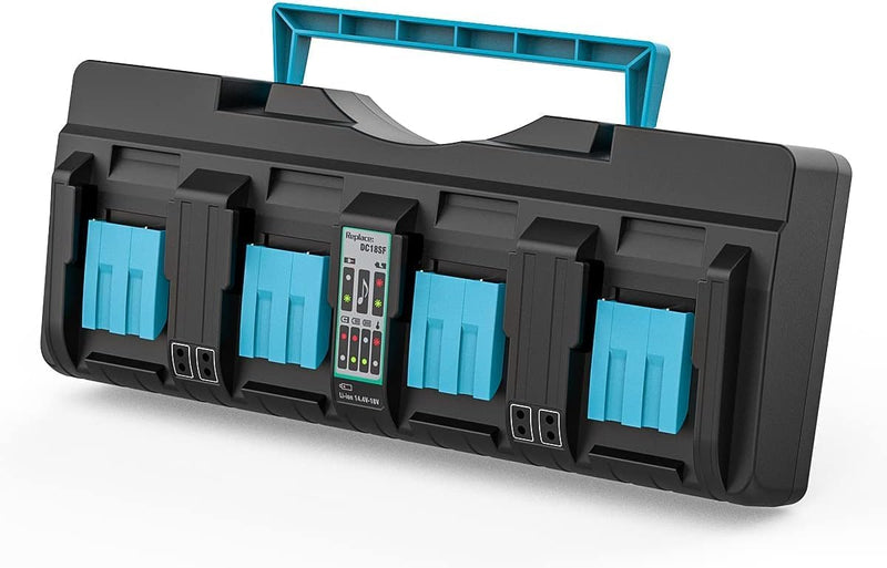 Energup 18V 4 Port Ladegerät für Makita Ladegerät DC18SF Kompatibel mit Makita 14.4V-18V Akkus BL185