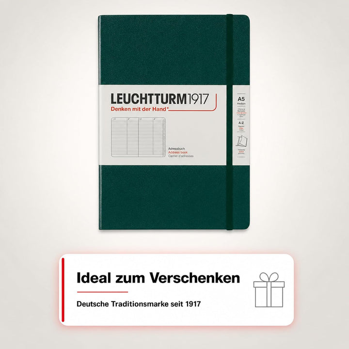 LEUCHTTURM1917 370360 Adressbuch Medium (A5), Hardcover, Forest Green Forest Green Medium (A5), Fore