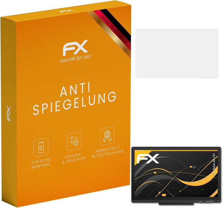 atFoliX Panzerfolie kompatibel mit Huion GT-191 Schutzfolie, entspiegelnde und stossdämpfende FX Fol