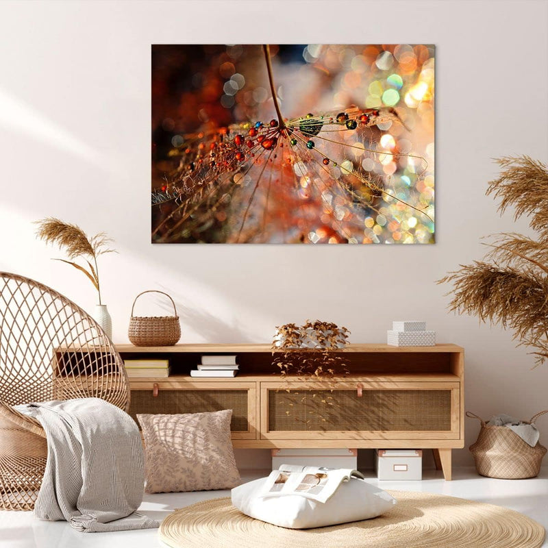 Bilder auf Leinwand 100x70cm Leinwandbild mit Rahmen Spinnennetz modern Gross Wanddeko Bild Schlafzi