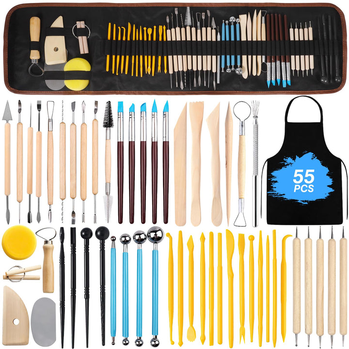 FAMKEEP Modellierwerkzeug,55 Stück Ton Werkzeug,Carving Tools Clay Keramik Sculpting Ton Werkzeug mi