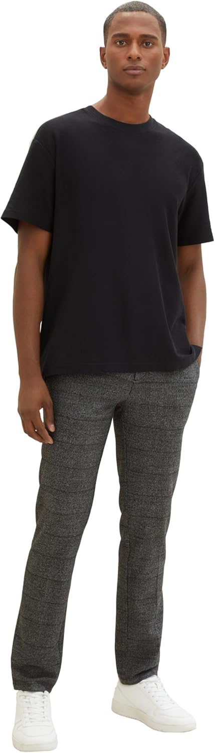 TOM TAILOR Herren Regular Fit Chino Hose mit Bügelfalte 30W / 32L 34046 - Grey Black Grindle Check,