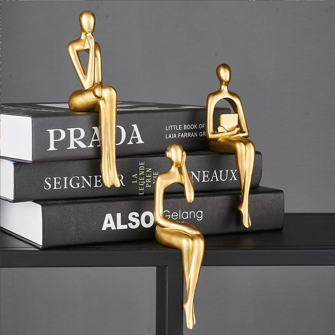 XINXUAN Goldene Statue, Heimdekorationen für Wohnzimmer, Regal-Dekor, modernes Bücherregal, Dekorati