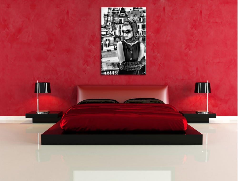 Pixxprint Audrey in Paris als Leinwandbild/Grösse: 100x70 cm/Wandbild/Kunstdruck/fertig bespannt, 10